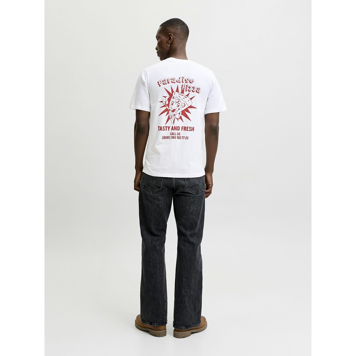 T-shirt com logótipo gráfico atrás, BREWY branco, JACK & JONES
