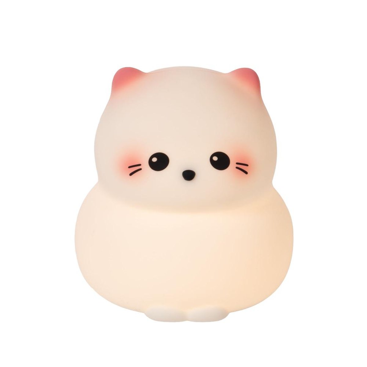 Veilleuse Chat blanc en silicone - Rechargeable crème / ivoire, AMADEUS