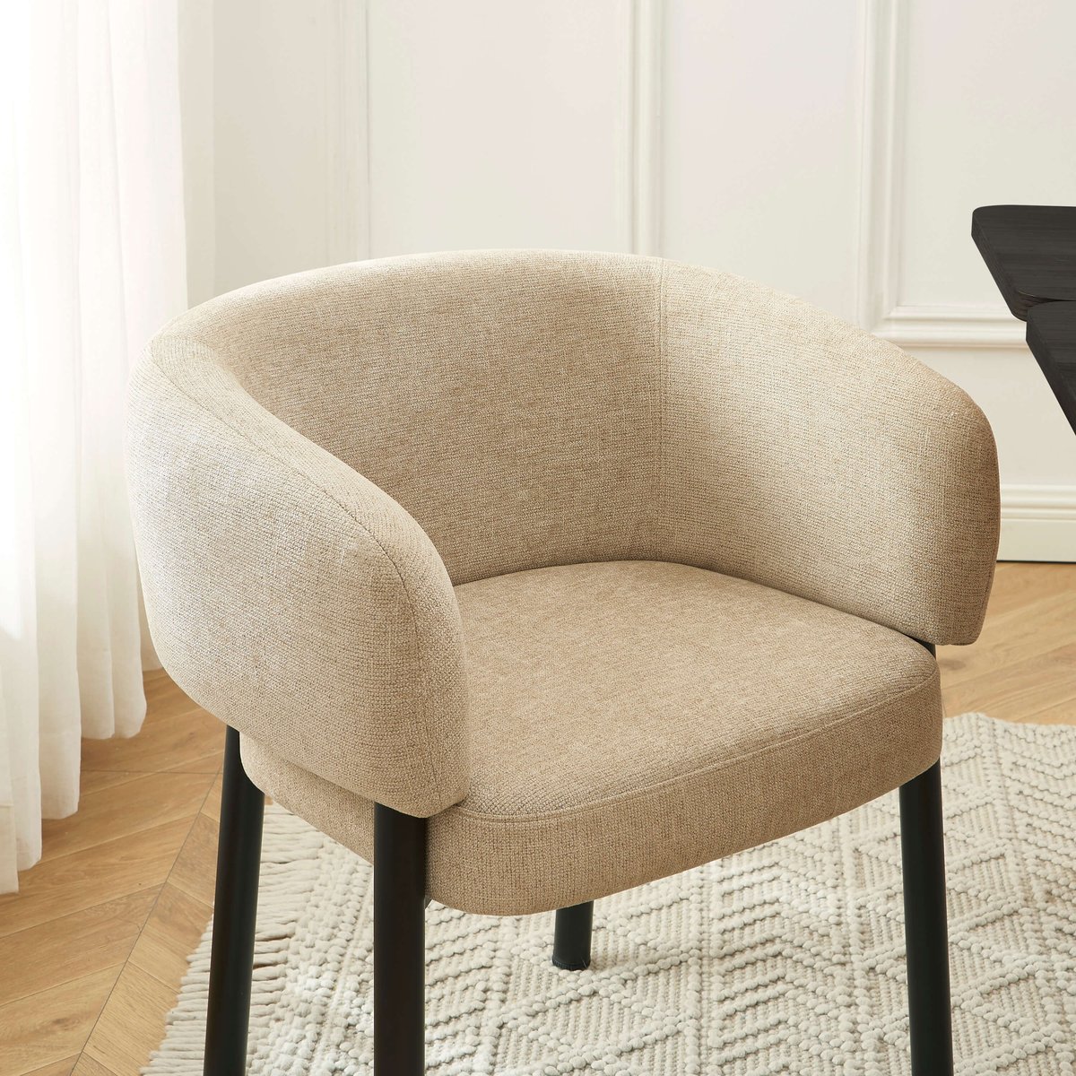 Lot de 6 fauteuils en tissu et acier ABELIA beige, SORELH