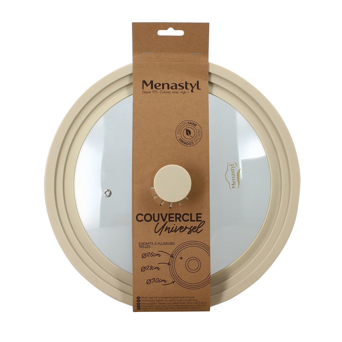 Couvercle multi taille 26/28/30cm crème, MENASTYL