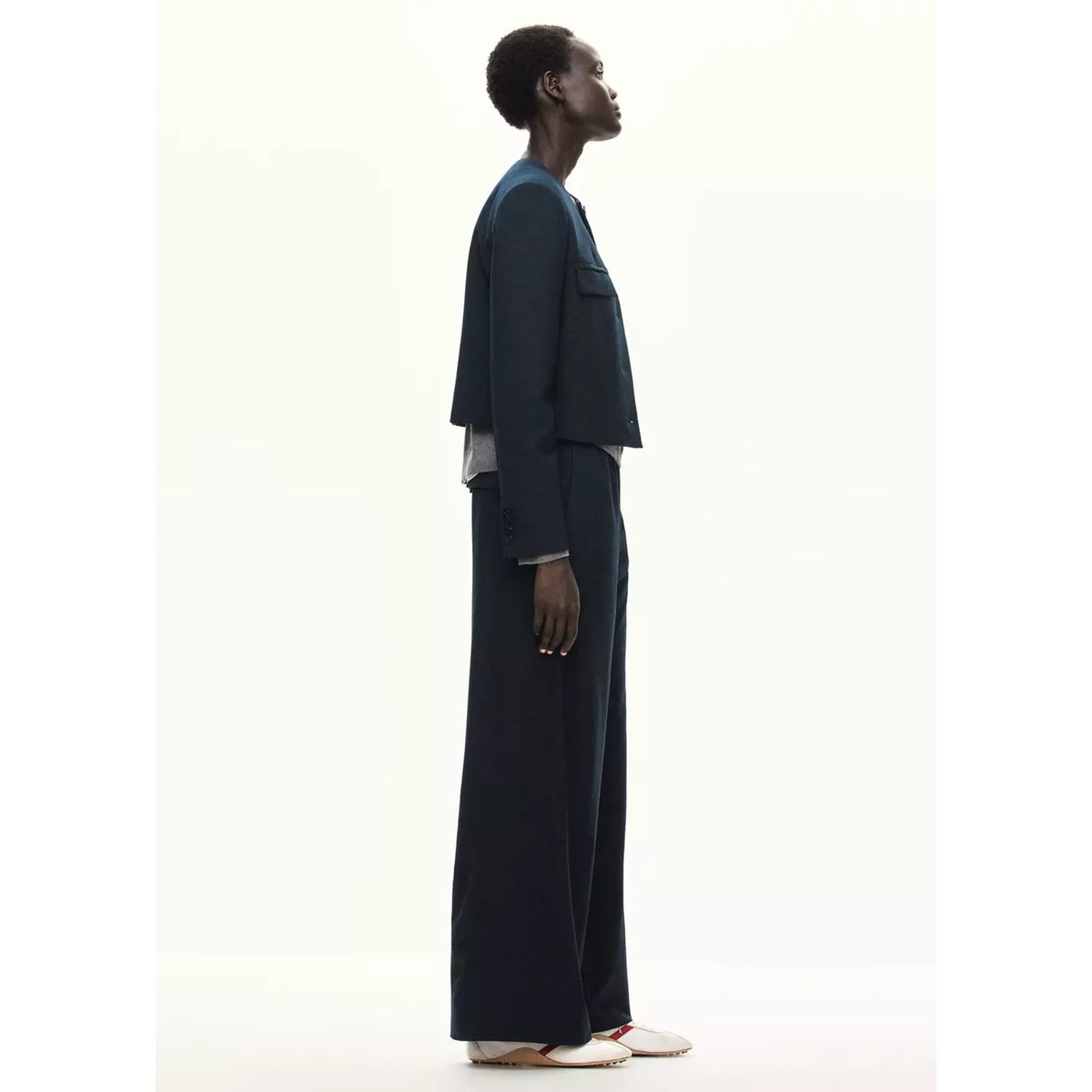 Veste droite avec poches à rabat bleu marine, MANGO