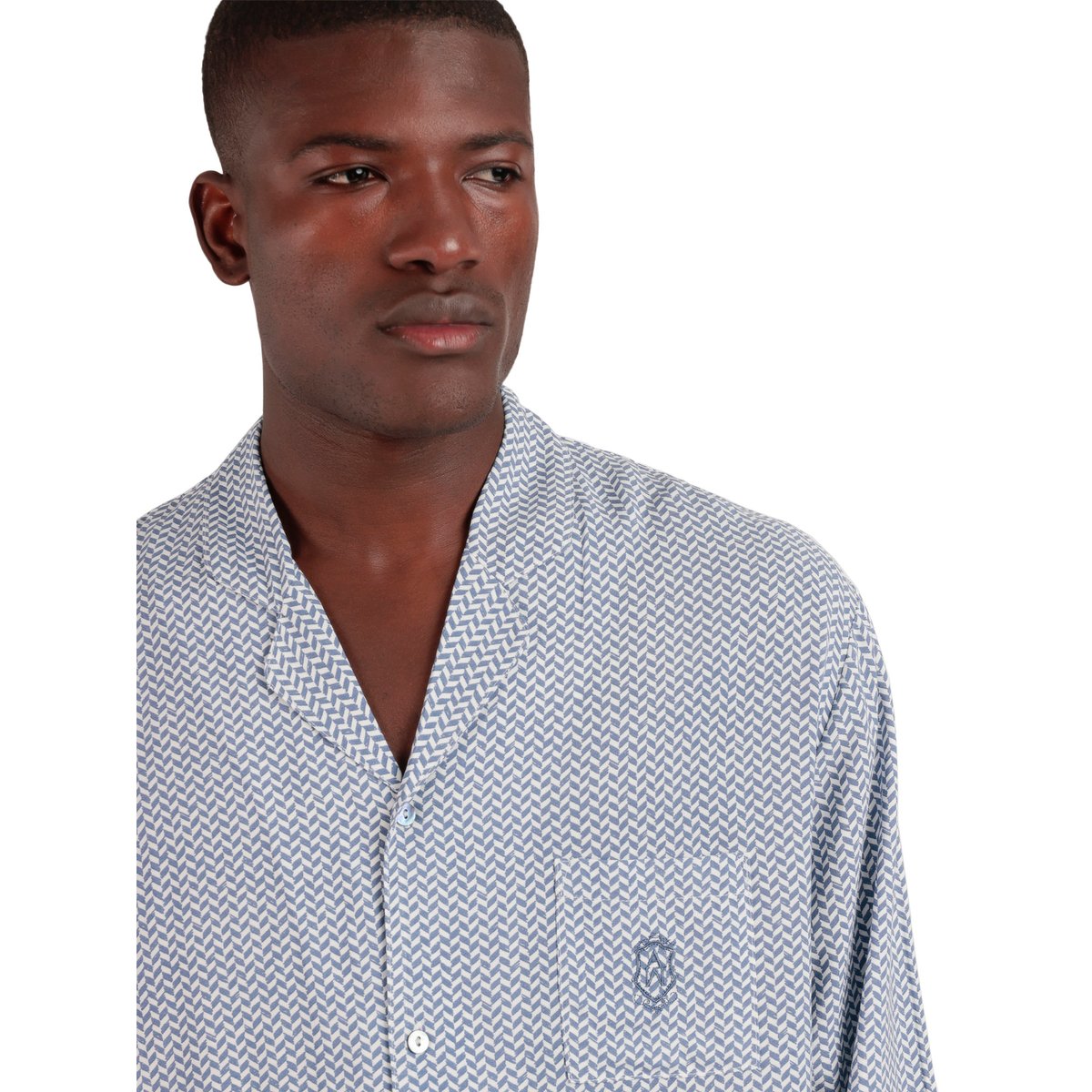 Pyjama tenue pantalon chemise manches longues Classic Spiga bleu, ADMAS