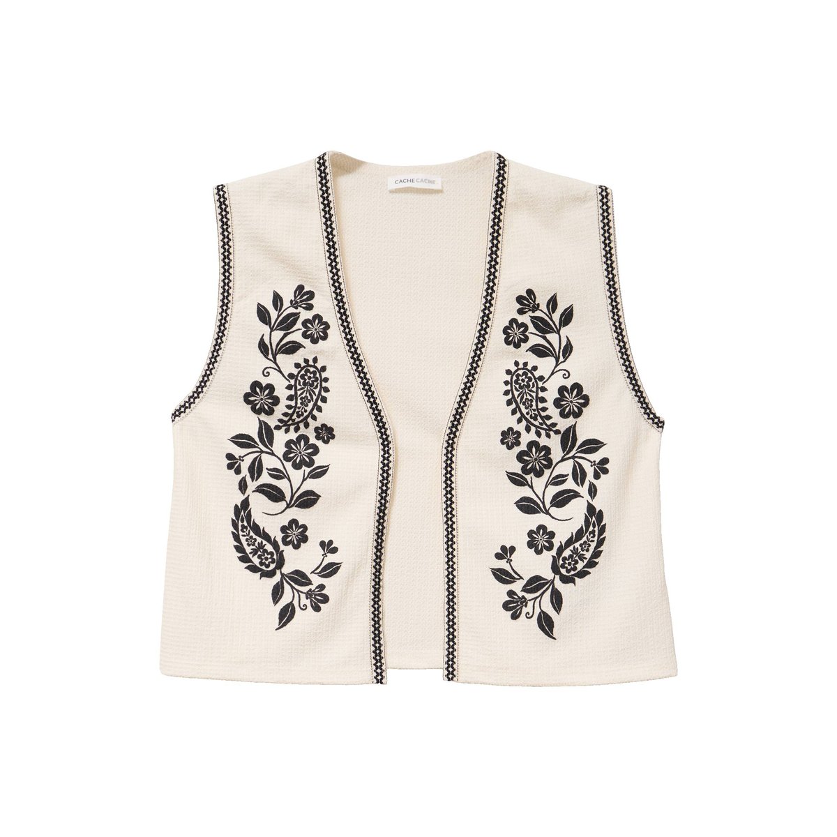 Gilet droit court sans manches ecru, CACHE CACHE