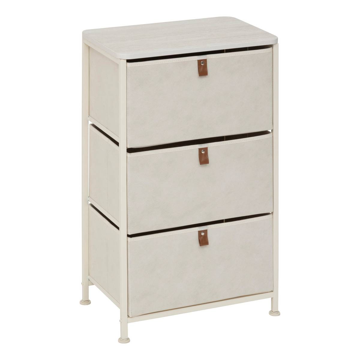 Meuble de rangement 3 tiroirs en acier et bois TISSA beige, 5FIVE SIMPLY SMART