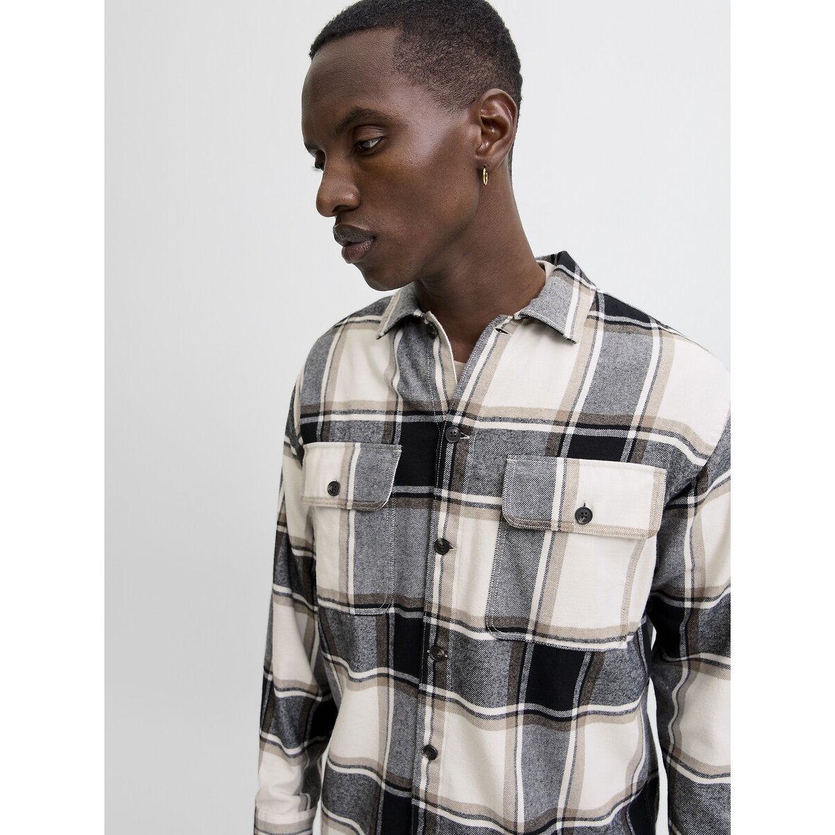 Surchemise relaxed fit carreaux noir, JACK & JONES