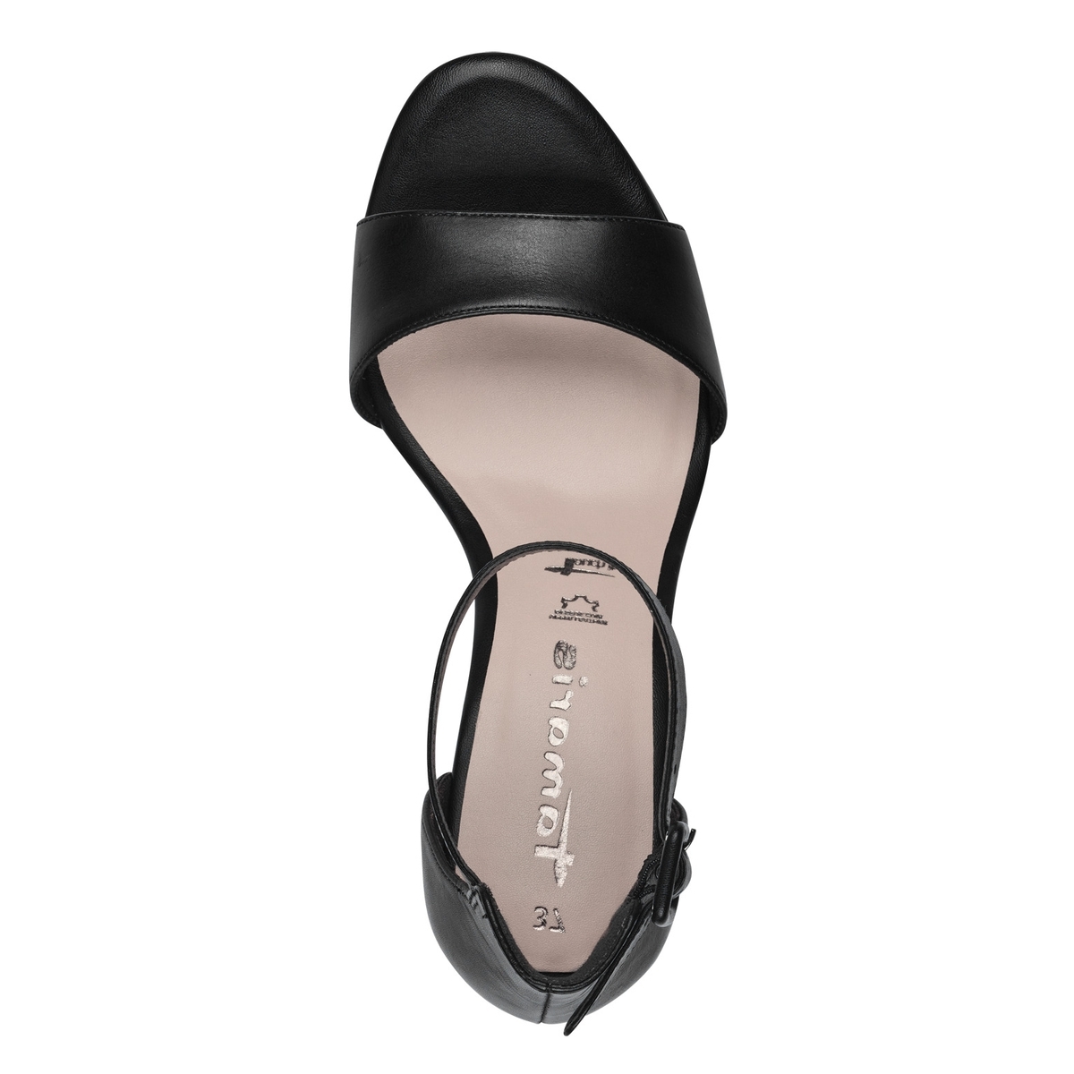 Sandale à talon en cuir noir, TAMARIS