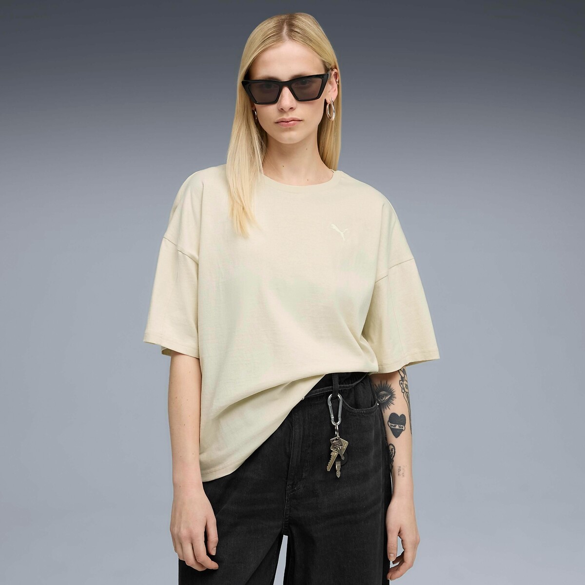 Her Crew Neck T-Shirt with Short Sleeves ecru , PUMA