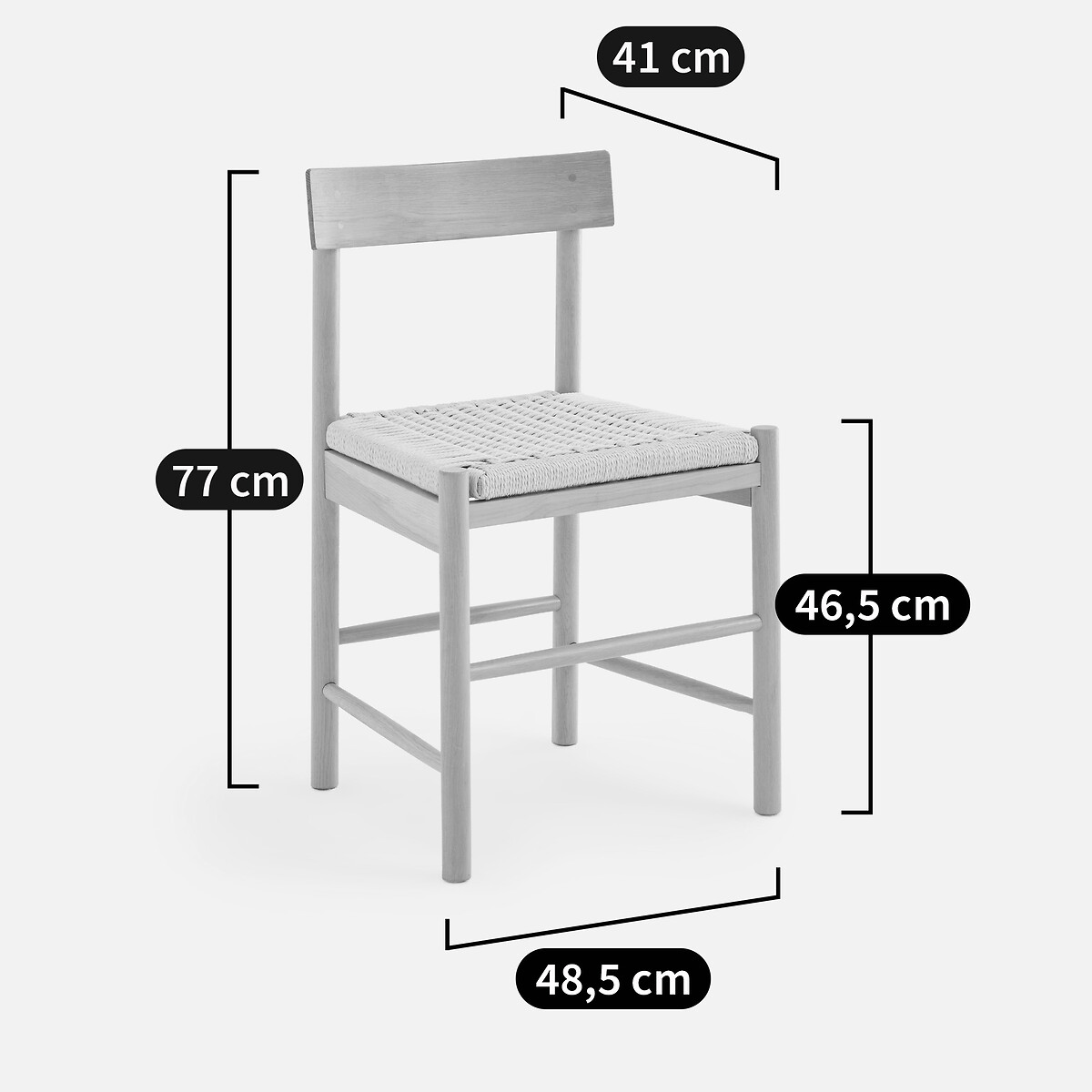 Chaise en chêne massif effet bois blanchi, assise en corde, TAGA naturel, LA REDOUTE INTERIEURS