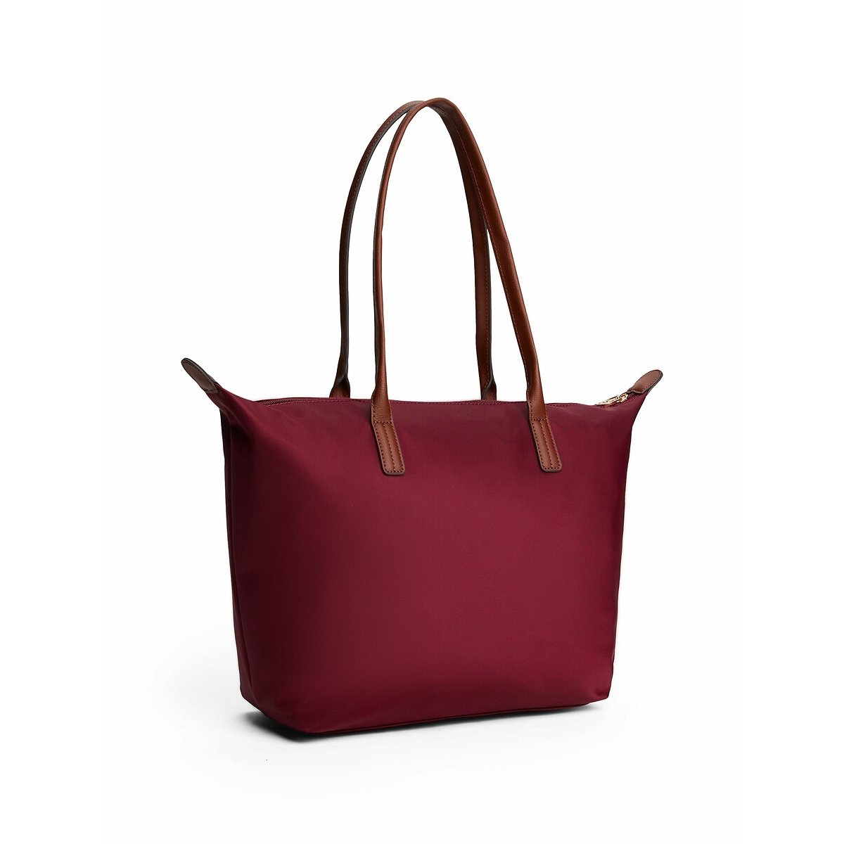 Tote Bag with Leather Details burgundy, TOMMY HILFIGER