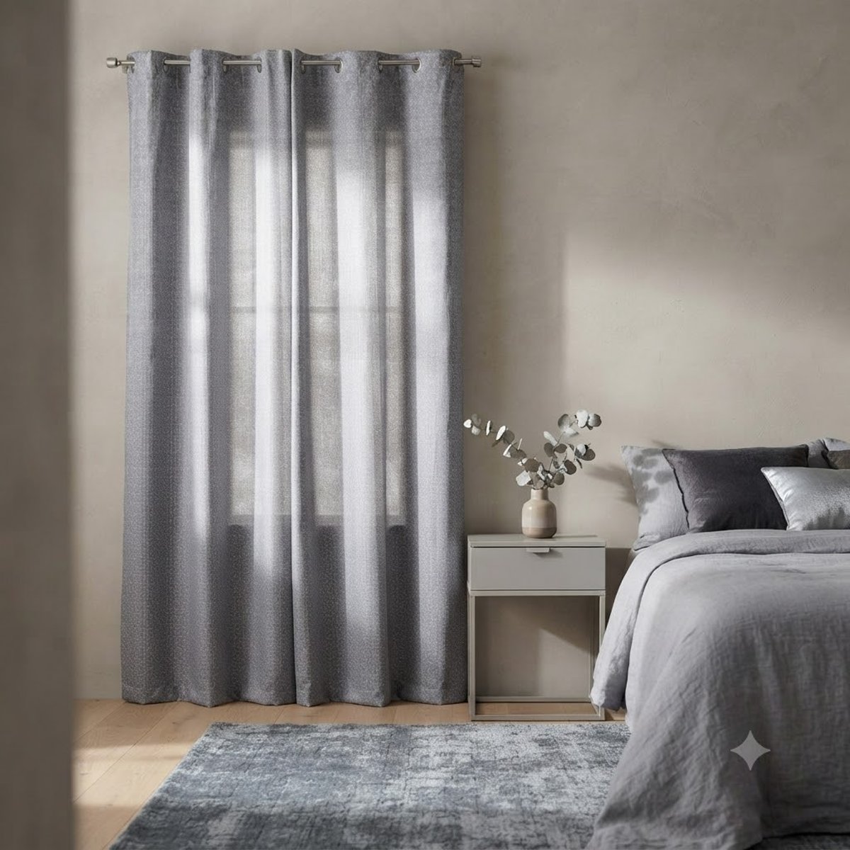 Rideau a oeillets 140 x 240 cm Optic Gris gris, EDEN
