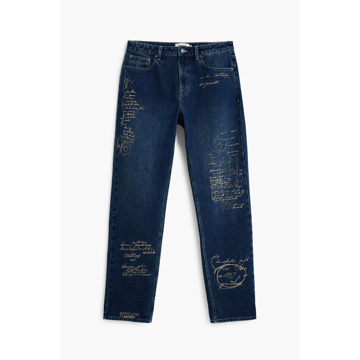 pantalon jean long uni bleu, DESIGUAL