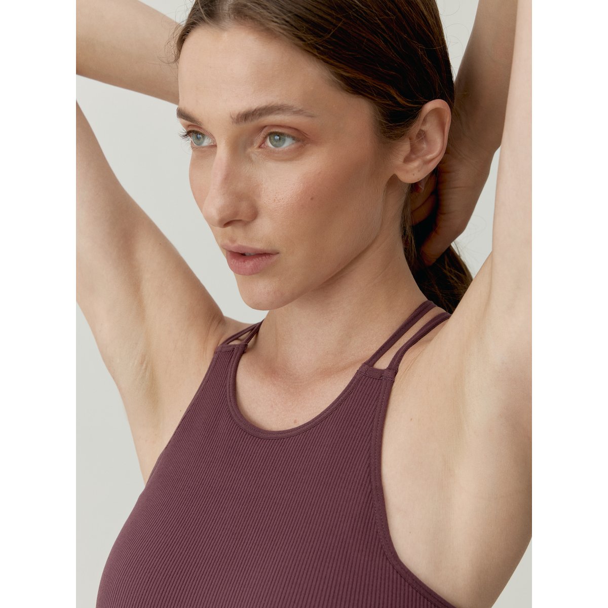 Brassière de sport femme Naia maintien moyen bretelles coussinets amovibles vin cerise, BORN
