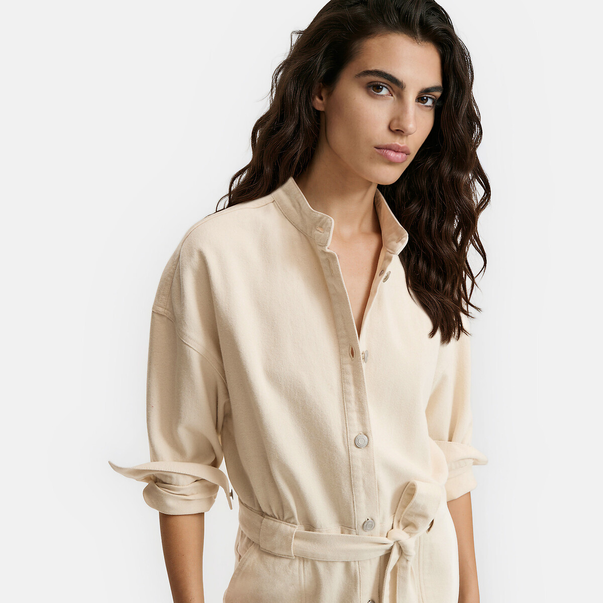 Combinaison longue en denim ivoire, LA REDOUTE COLLECTIONS