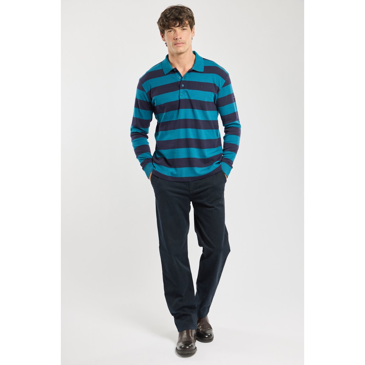 Polo rayé - coton bleu glacial/navire, ARMOR-LUX