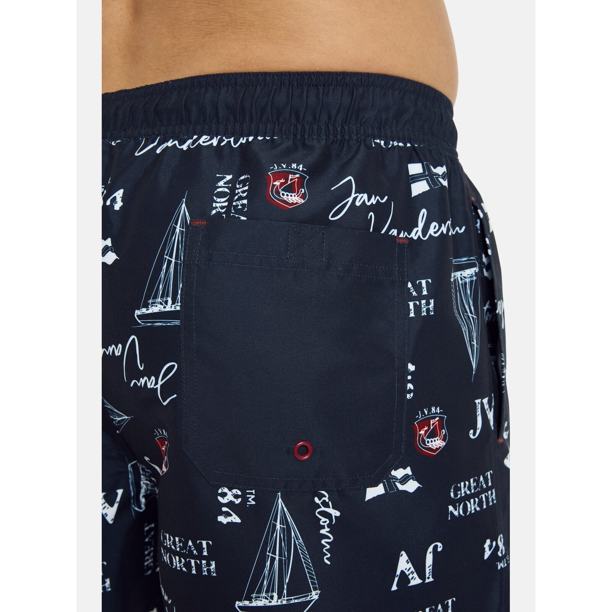 Short de bain CORNELIS bleu foncé imprimé, JAN VANDERSTORM