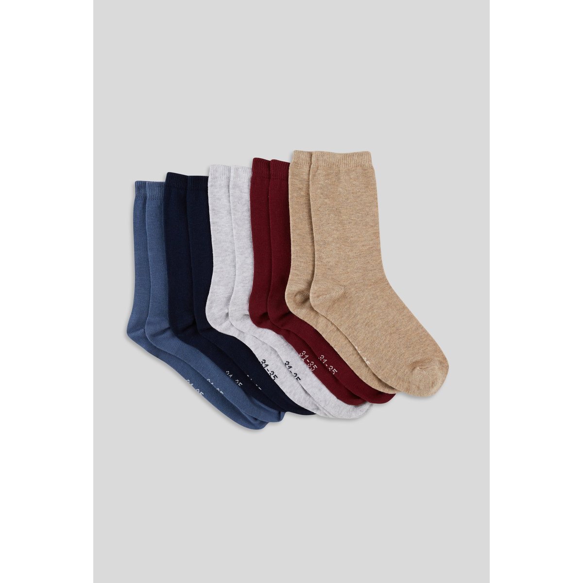Lot de 5 paires de chaussettes unies contenant du coton BIO bordeaux, MONOPRIX