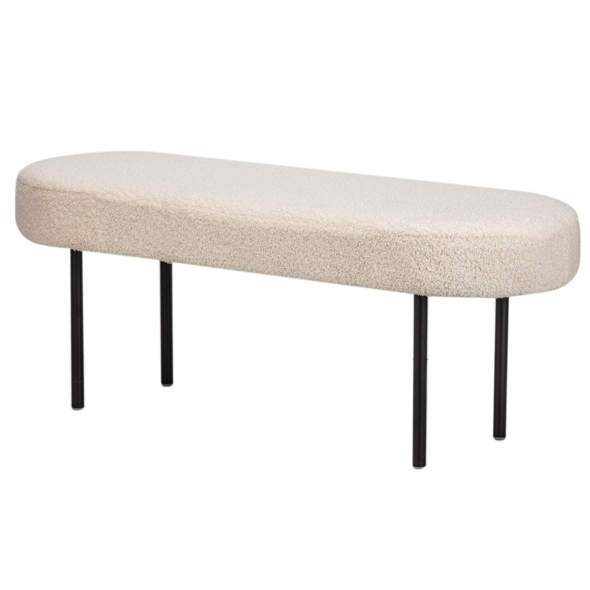 Banc, métal et bouclette, OSLO blanc cassé, NORDLYS