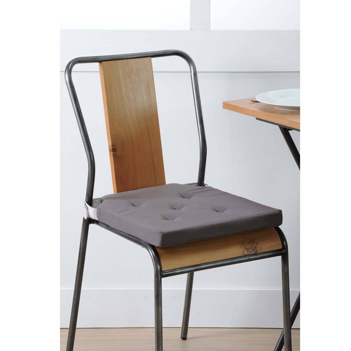 Galette de chaise à velcro gris perle, LOVELY CASA