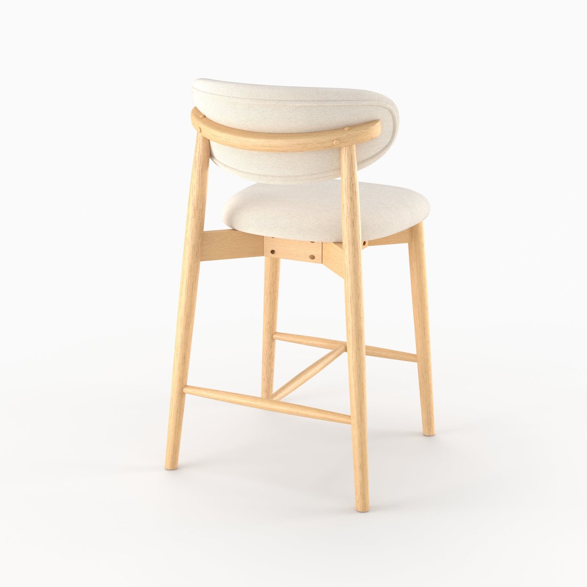 Lot de 2 chaises pour ilot central 64,5 cm en tissu et bois d'hévéa - YUNA beige, MAISON PAVANE
