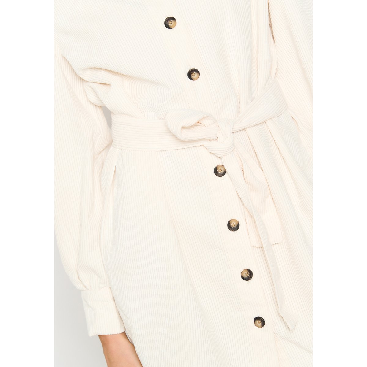 Robe-chemise avec manches ballon blanc vanille, LOLALIZA
