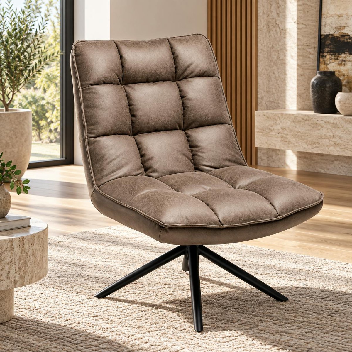 Fauteuil pivotant confort KERALA marron, PIER IMPORT