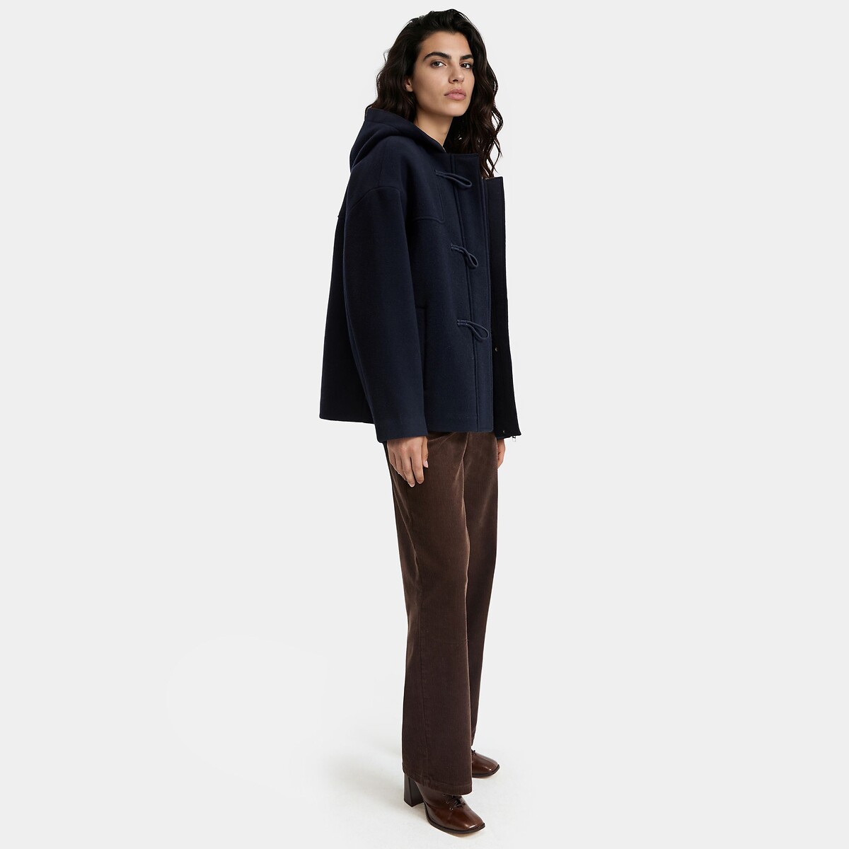 Kurzer Dufflecoat mit Kapuze marine, LA REDOUTE COLLECTIONS