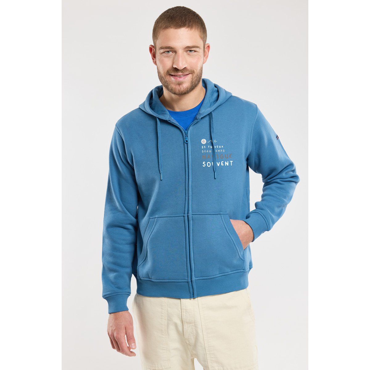 Sweat zippé en AMB fjord, ARMOR-LUX