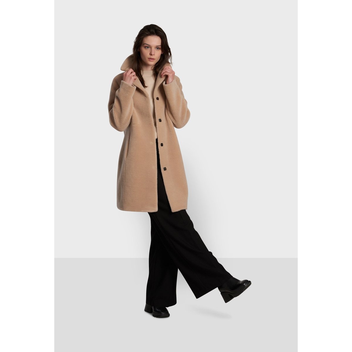 Manteau réversible mi-long boutonné VENUS café, OAKWOOD