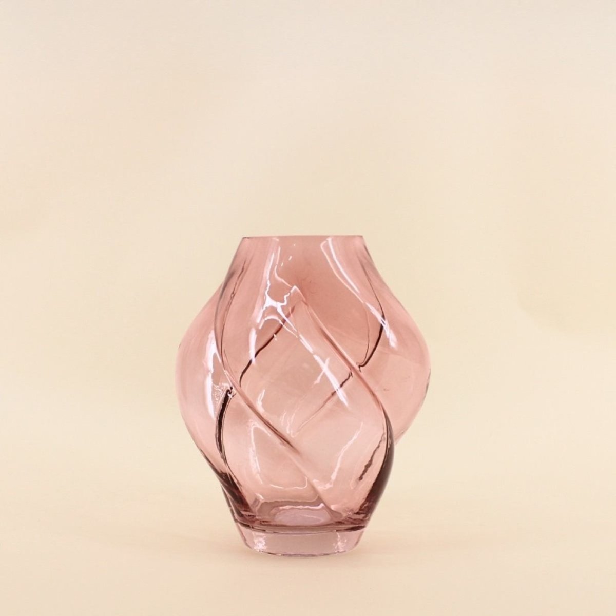 Vase en verre alvéolé, H20cm rose, ORNAMI