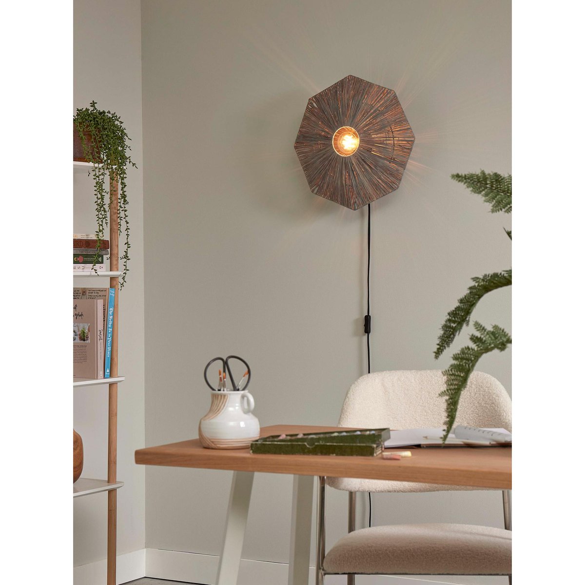 Lampe Murale Raphia PANAMA gris foncé, GOOD & MOJO