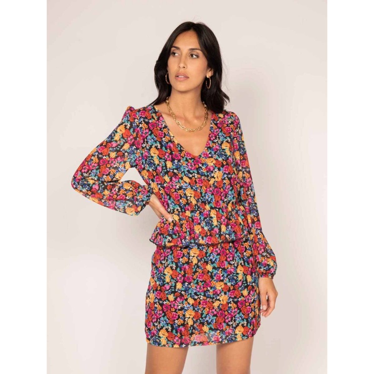 Robe Courte Motifs Imkie noir, DONA LISA