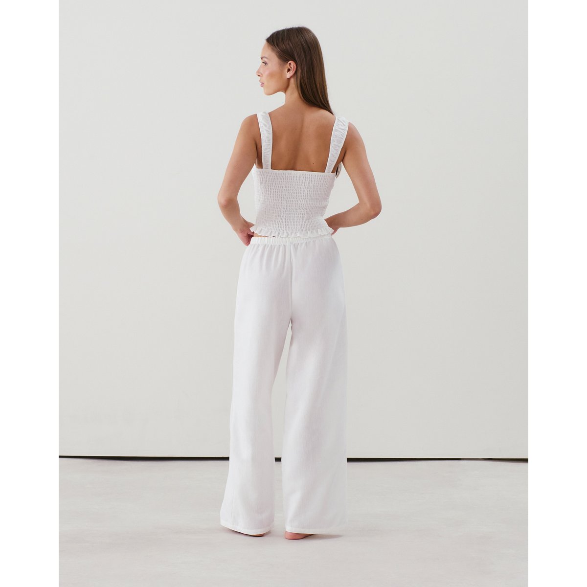 Pantalon droit effet lin LINELIZ ecru, UNDIZ