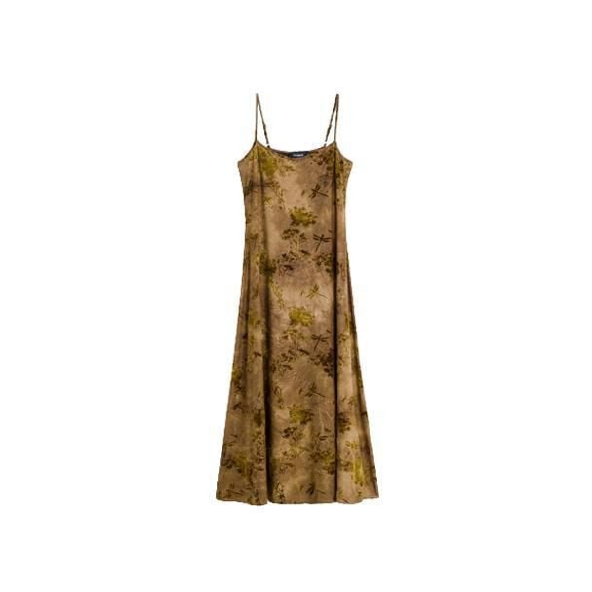 Robe midi floquée marron, DESIGUAL