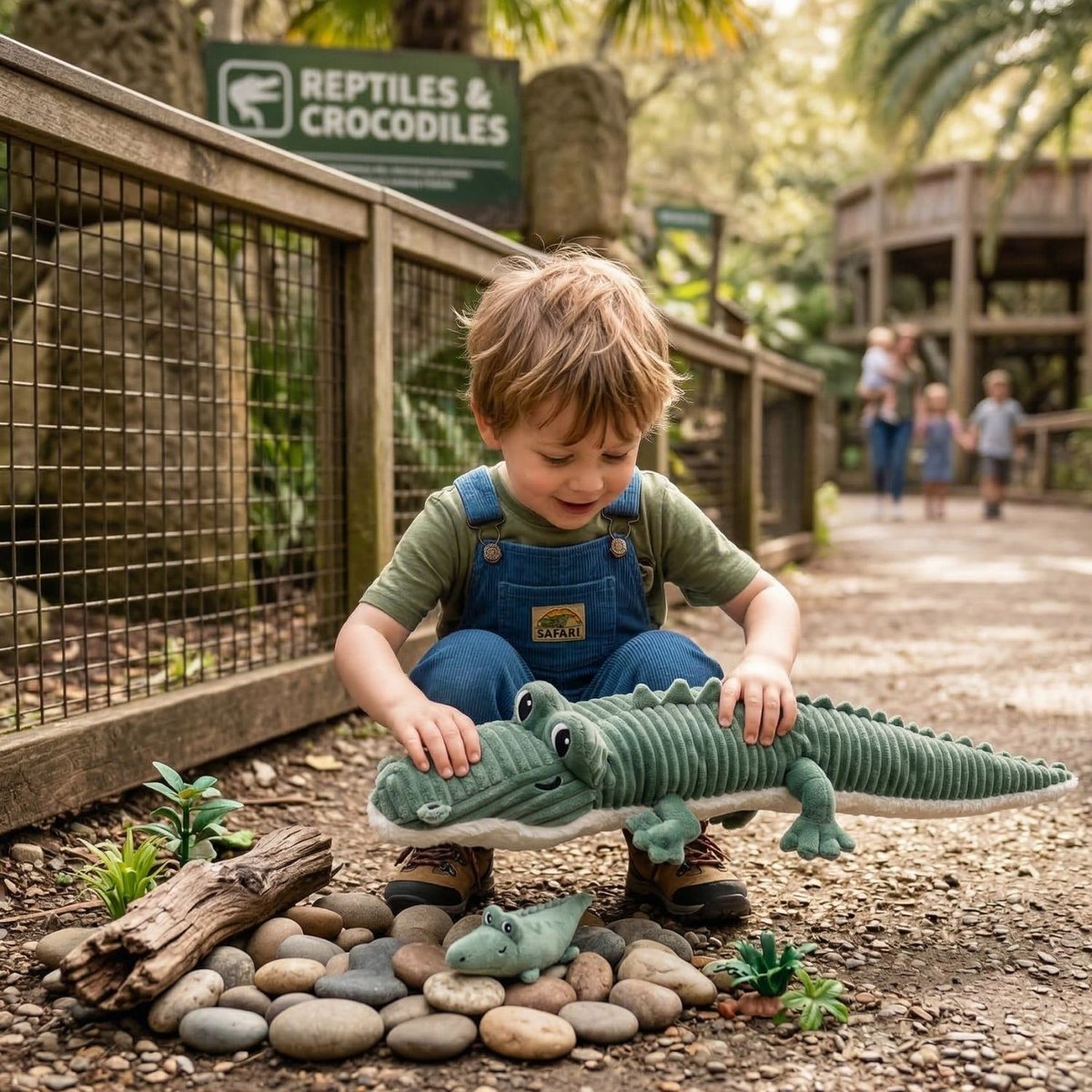 Peluche Croketou le crocodile maman et bébé bleu, blanc, LES DEGLINGOS
