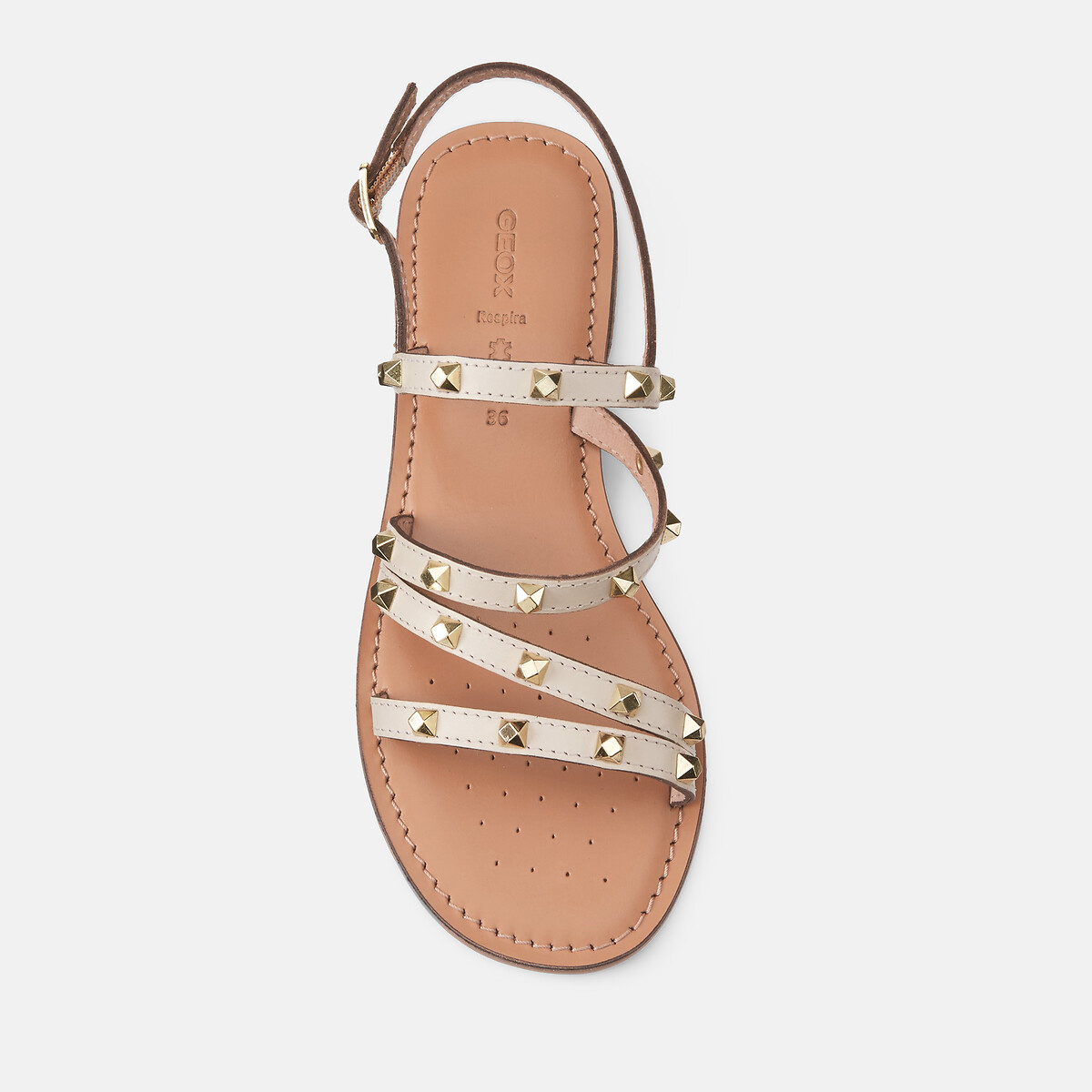 Sandales plates en cuir Maddalusia beige, GEOX