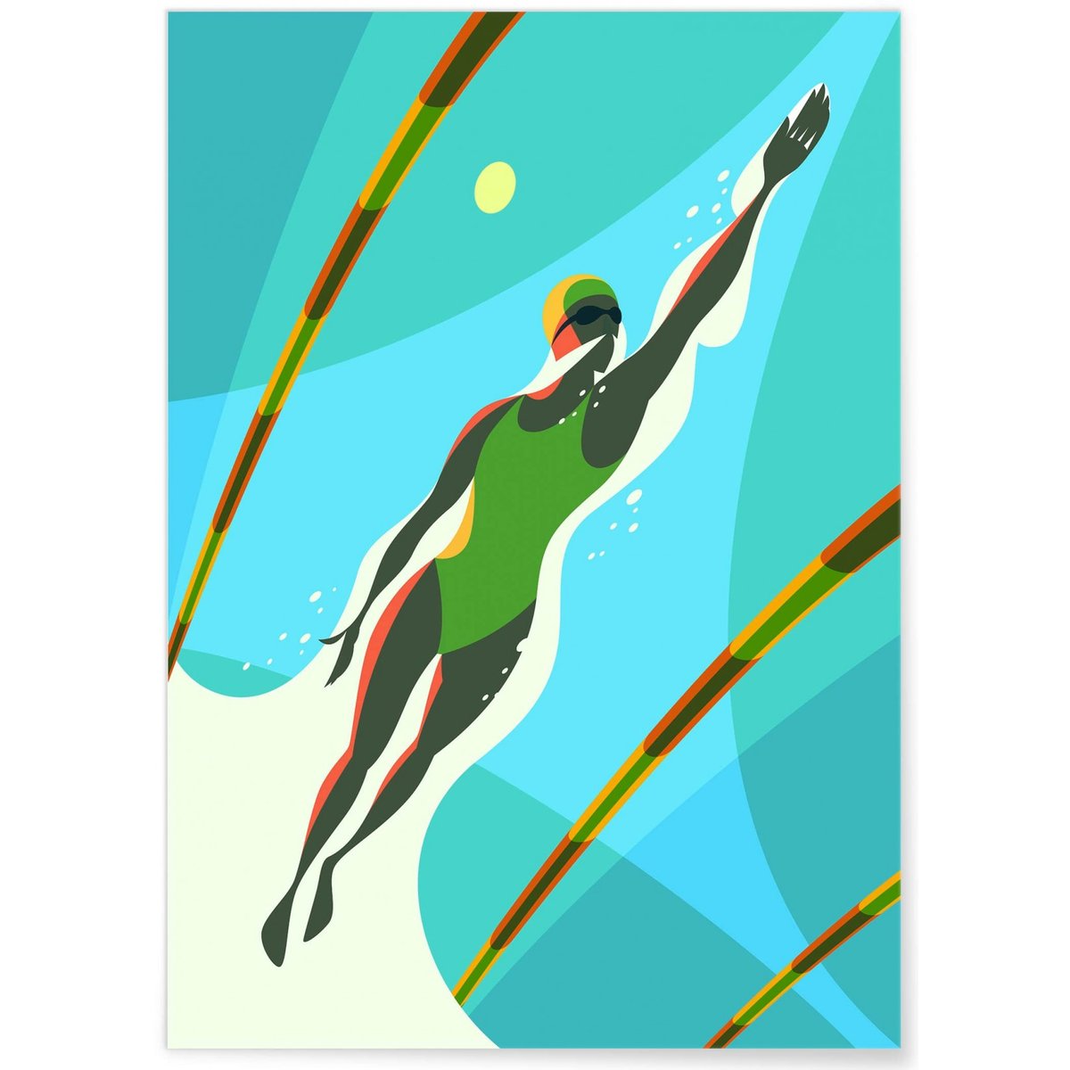 Affiche Natation blanc, L'AFFICHERIE