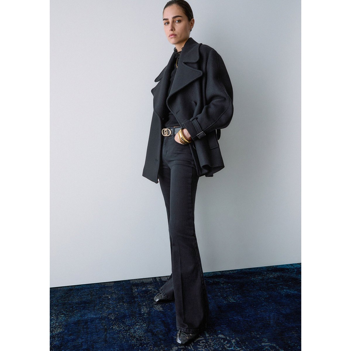 Jean bootcut taille haute denim noir, LIU JO