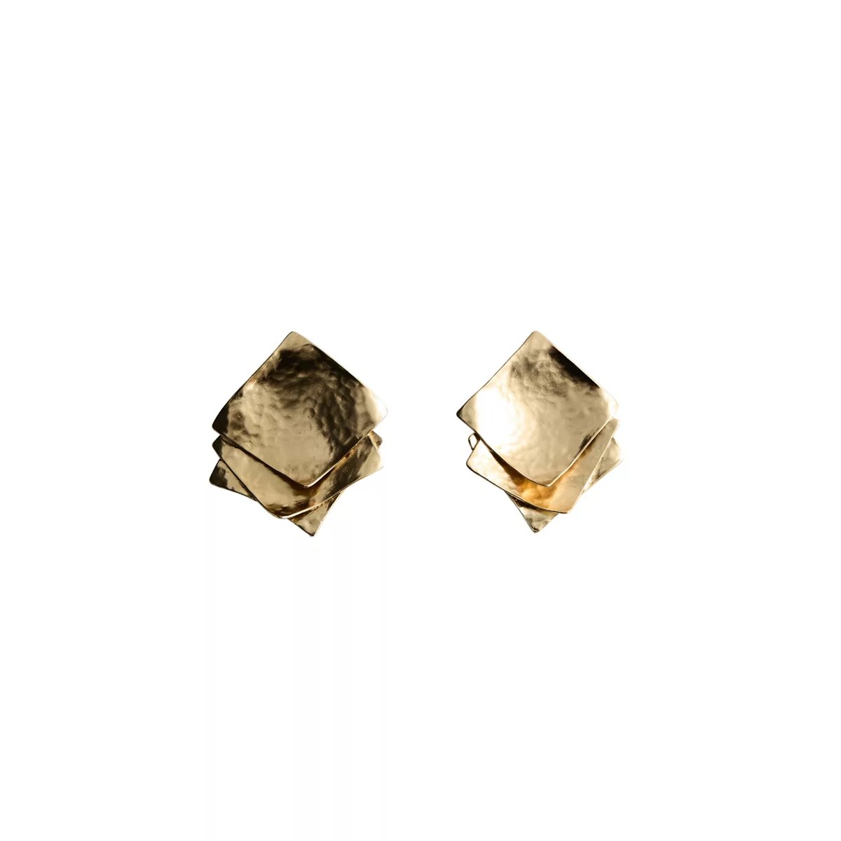 Boucles d'oreilles métalliques carrées or, MANGO