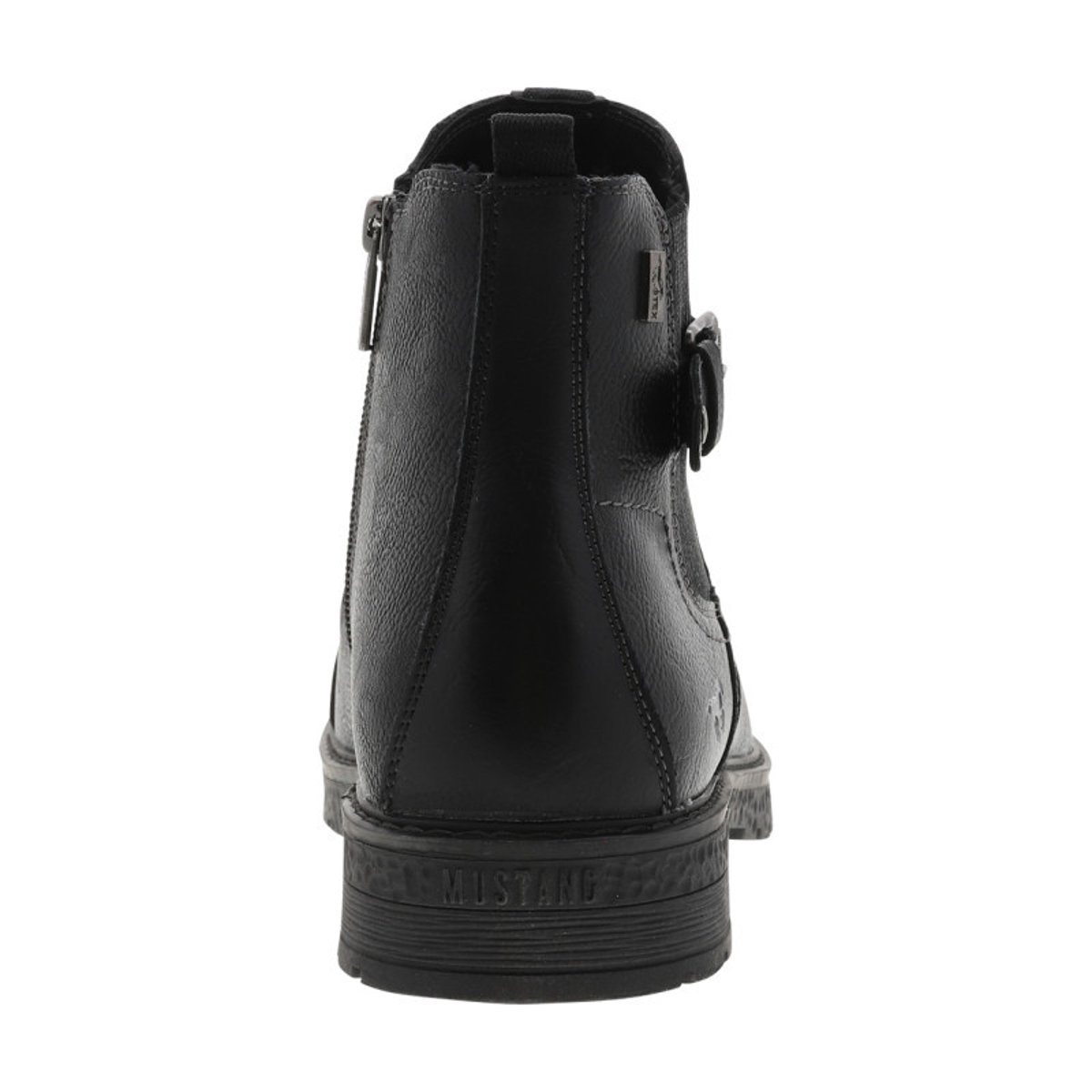 Boots noires à talon plat avec un zip et un soufflet élastiqué noires, MUSTANG