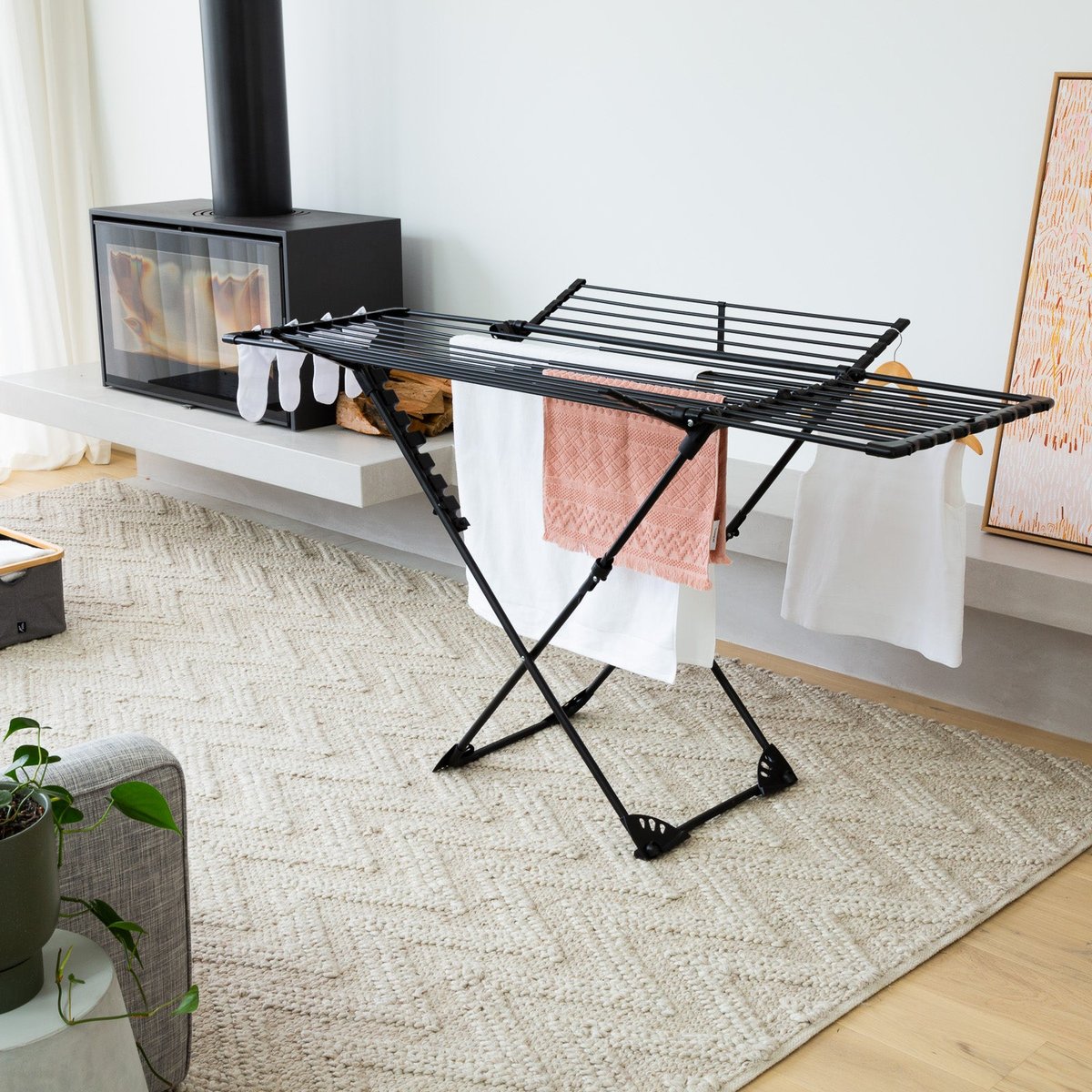 Etendoir à linge pliable UMEA noir, KITCHEN MOVE