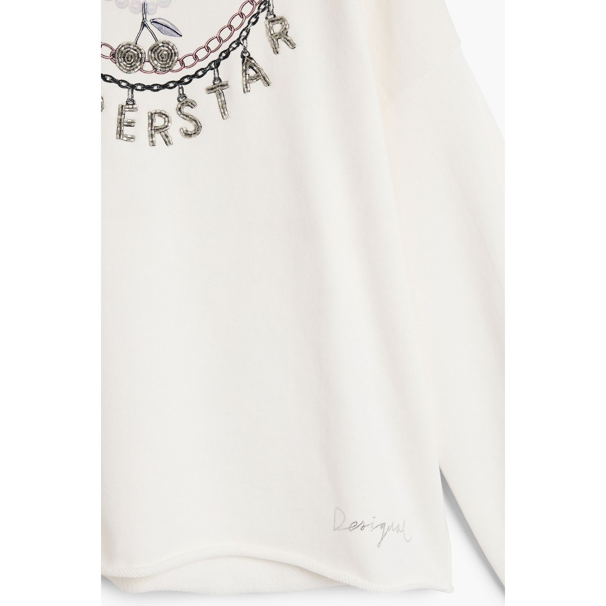 Sweat-shirt imprimé chaîne blanc, DESIGUAL