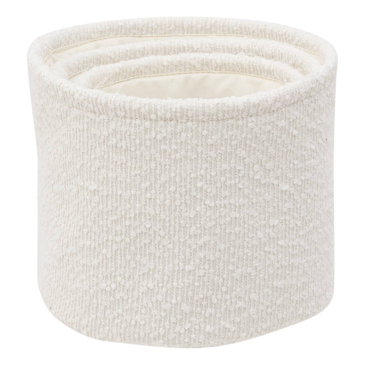 Lot de 3 paniers ronds BOUCLETTE blanc, 5FIVE SIMPLY SMART