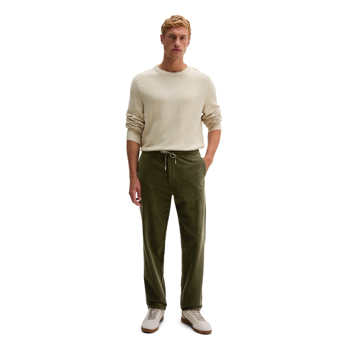 Pantalon de survêtement coupe classique en velours de coton bio marron, MARC O'POLO