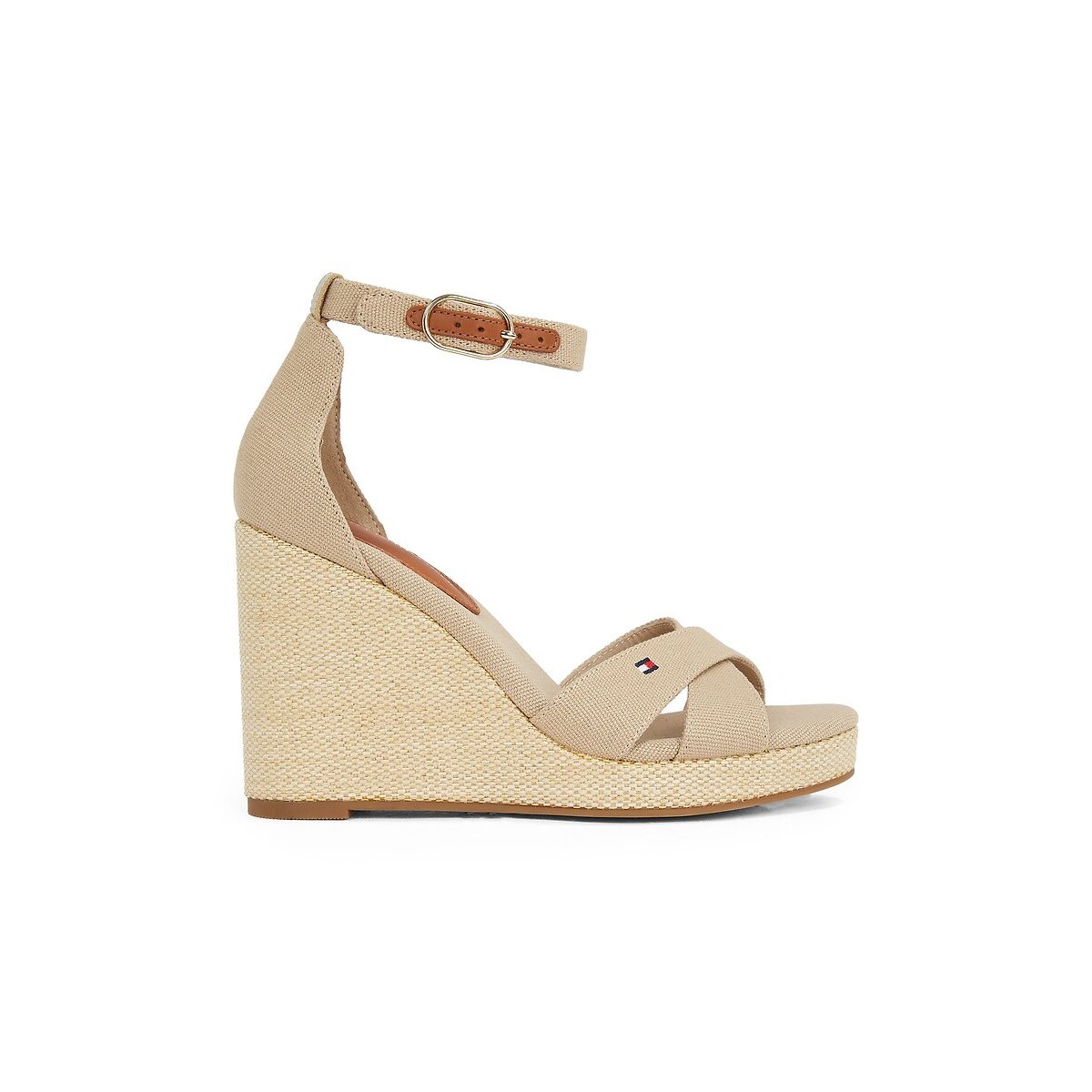 Wrapover Wedge Sandals beige, TOMMY HILFIGER