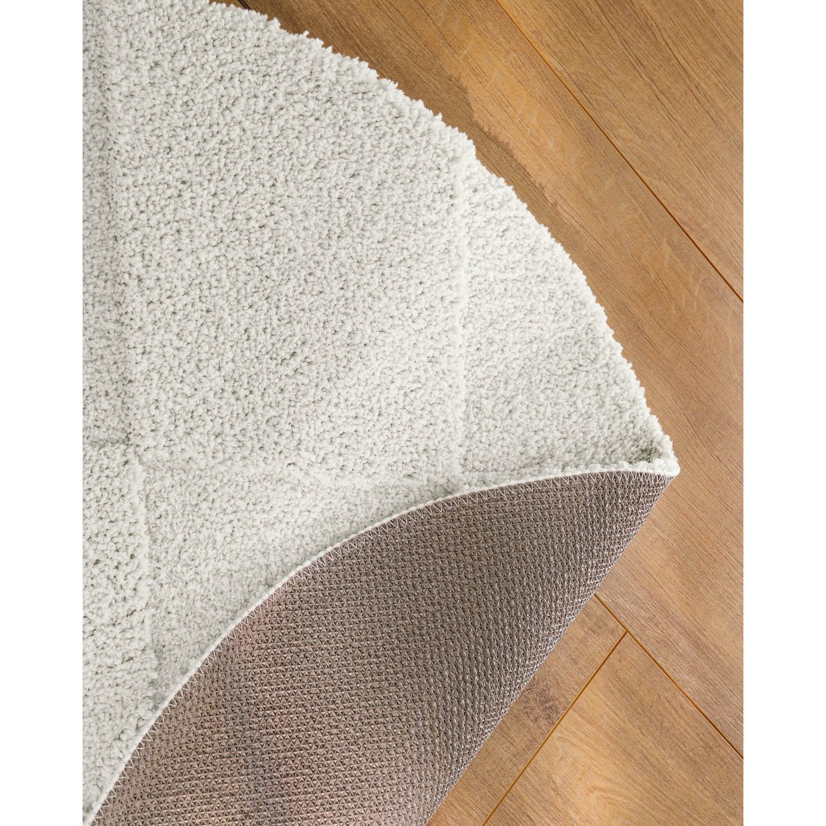Tapis de bain uni rond, relief, antidérapant , Davie blanc, WECON HOME
