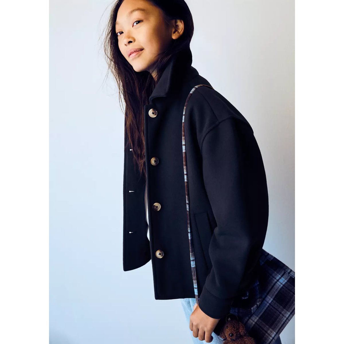 Manteau drap de laine poches bleu marine, MANGO KIDS