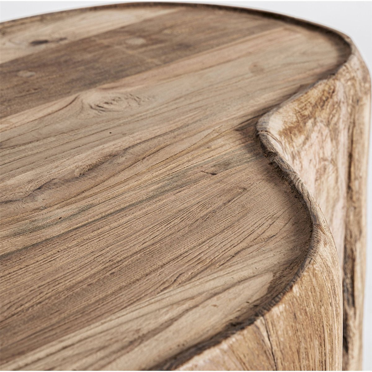 Table basse en bois de chemin de fer style rustique brun clair bois naturel sablé, RECOLLECTION