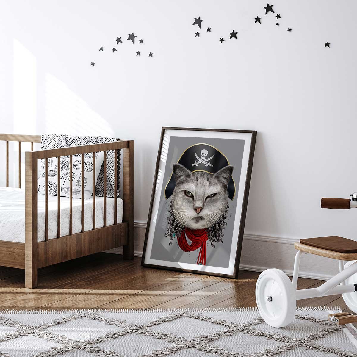 Affiche enfant chat pirate affiche seule, HEXOA