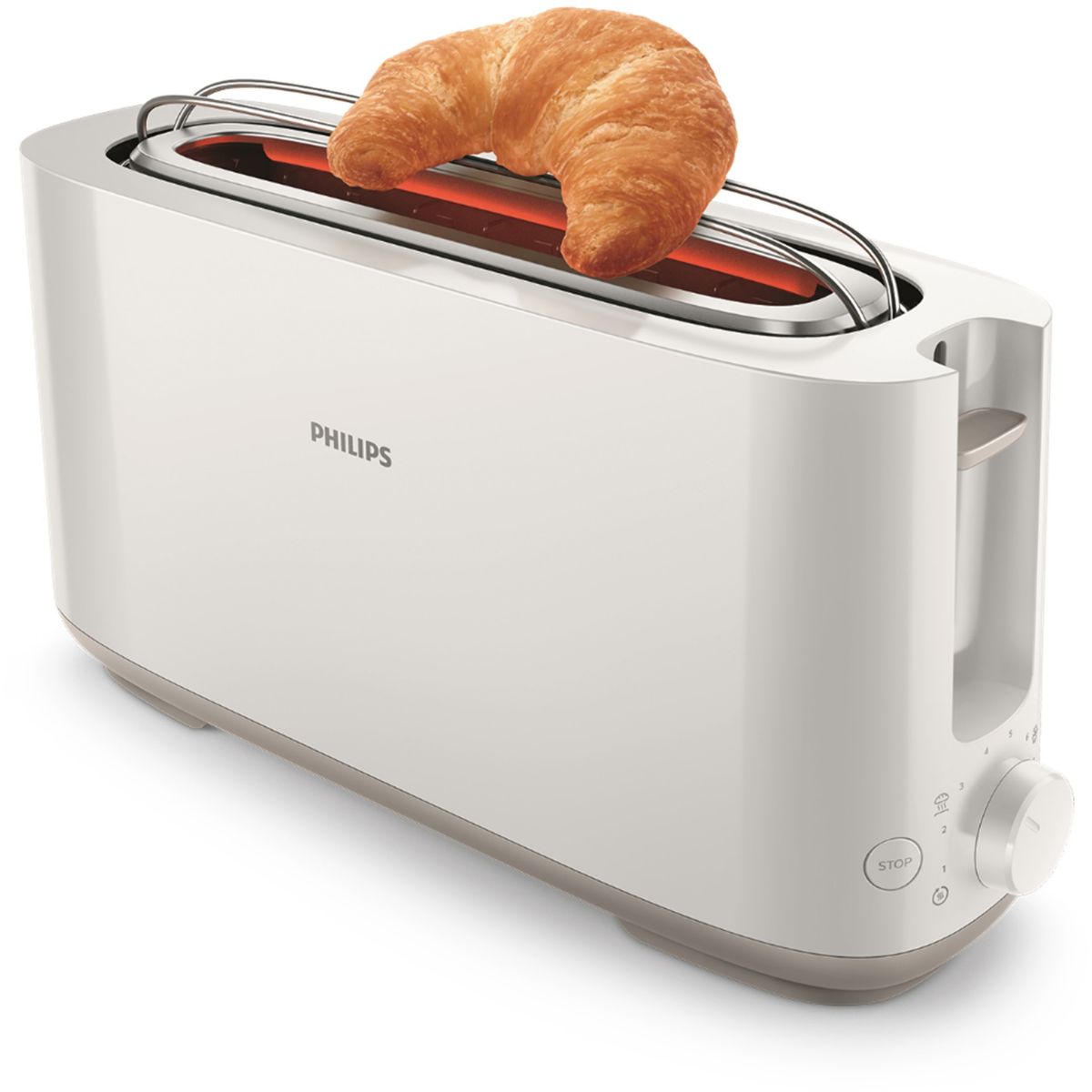 Grille-pain HD2590/90 Toaster noir Daily, 1 fente longue, 830W blanc, PHILIPS