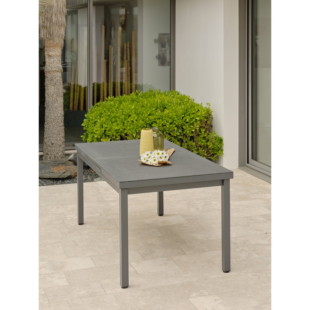Ensemble repas de jardin 4 places en aluminium DANIA gris anthracite, DCB GARDEN